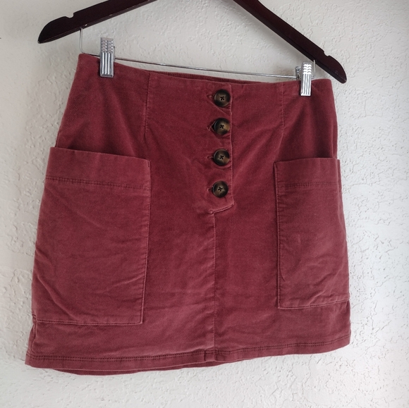 BDG Pink Velvet Button Front Mini Skirt - Picture 5 of 8